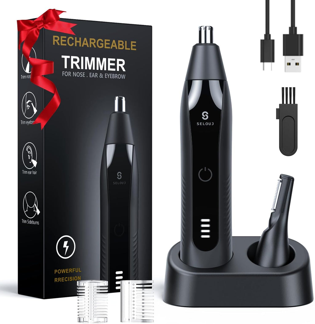 Ear and Nose Hair Trimmer for Men, 2026 Professional Painless USB Rechargeable Eyebrow & Facial Electric Hair Trimmer for Men Women, Powerful Motor, Dual Edge Blades, IPX7 Waterproof Easy Clean