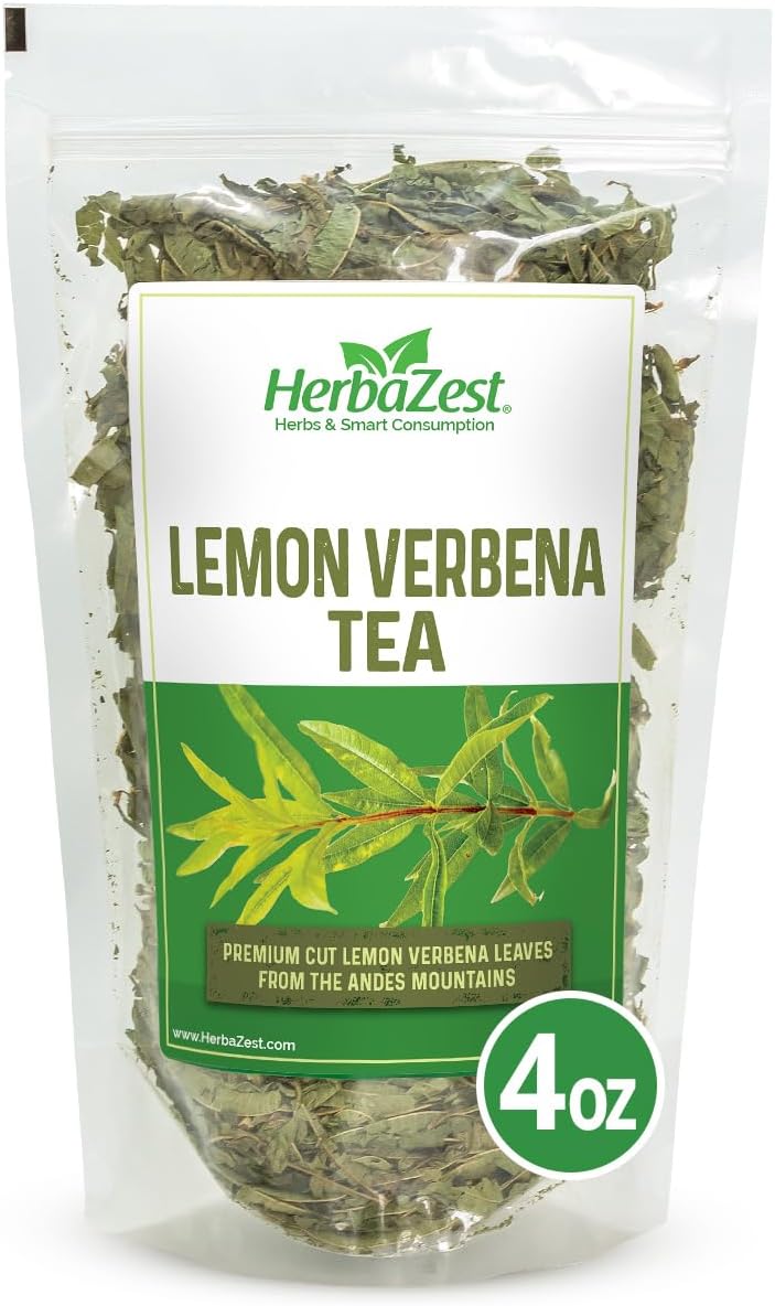 HerbaZest Lemon Verbena Tea (Cedron) – 4oz – Premium & 100% Pure Loose Leaves