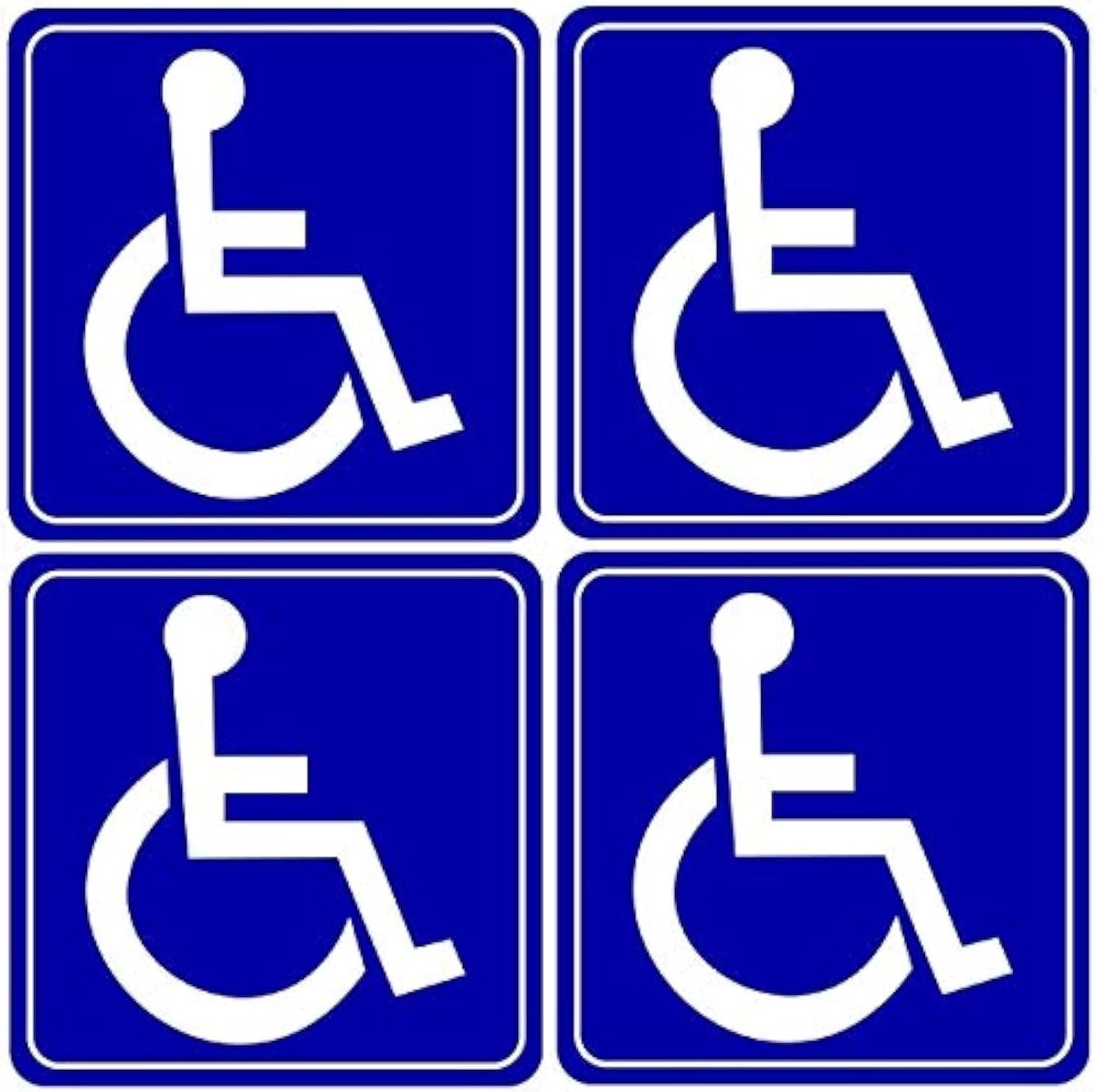 Outdoor/Indoor (4 Pack) 3.5" X 3.5" Handicap Disabled Wheelchair Symbol Window Door Bumper Sticker Decals - Back Self Adhesive Vinyl