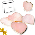 Yougoals 4PCS Rose Quartz Agate Heart Pink Geode Stone Drink Coaster Gift Box, Crystal Decoration for Birthday, Christmas, Valentine's Day, Wedding, Coffee Table
