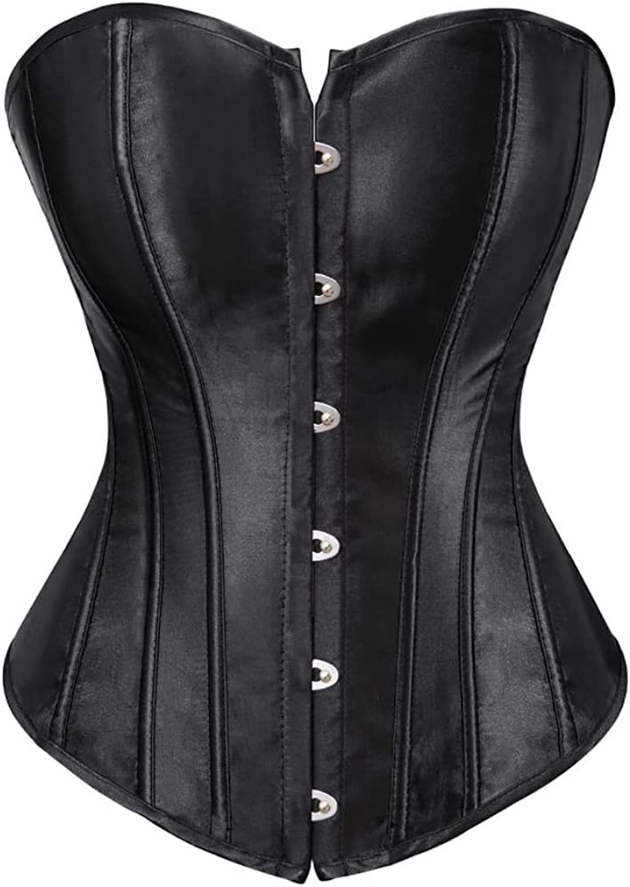 HNGHOU Women's Bustier Corset Top Plus Size Satin Waist Cincher Overbust Bustiers