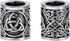 Yahpetes Norse Viking Rune Beads 2 Pcs Hair Beard Pendants Antique 0.59"X0.47" Norse Rings Silver Metal Clips Cuffs Rings Vikings Jewelry for Hair Decoration