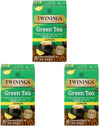Twinings Green Tea with Lemon - Flavorful Green Tea with Lemon Pieces, Caffeinated Tea Bags Individually Wrapped, 20 Count (Pack of 3)
