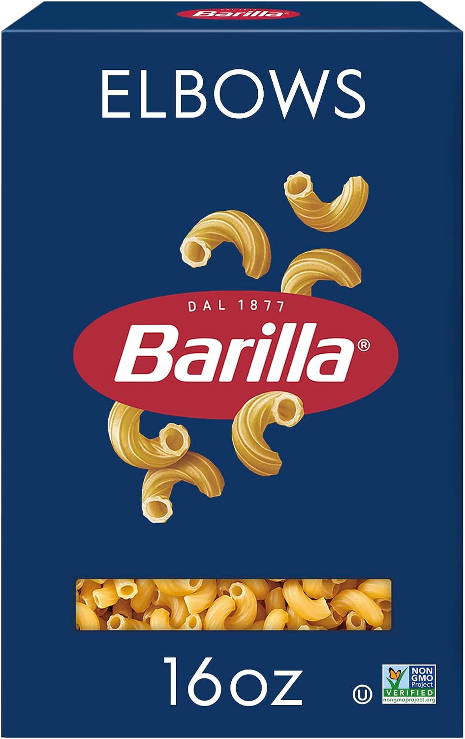 Barilla Elbows Pasta, 16 oz. Box - Non-GMO Pasta Made with Durum Wheat Semolina - Kosher Certified Pasta