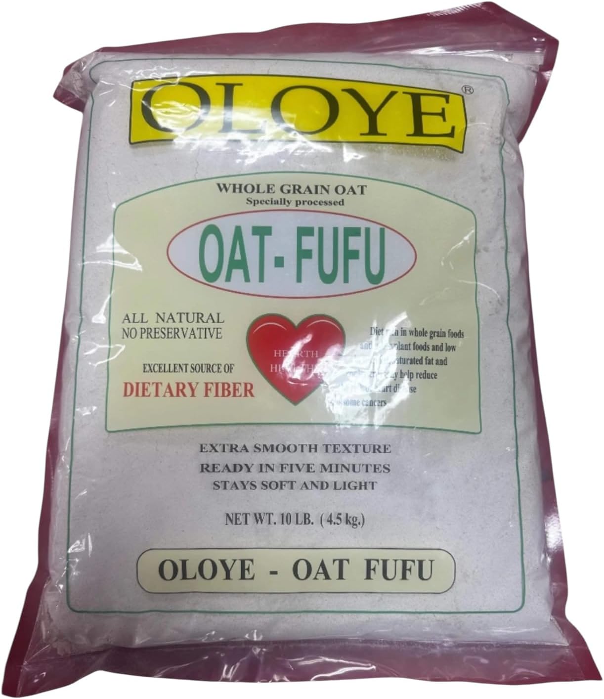 Oat Fufu Flour – Traditional African Swallow Meal – Healthy High-Fiber Oatmeal Fufu – Smooth, Easy to Prepare – 10LB
