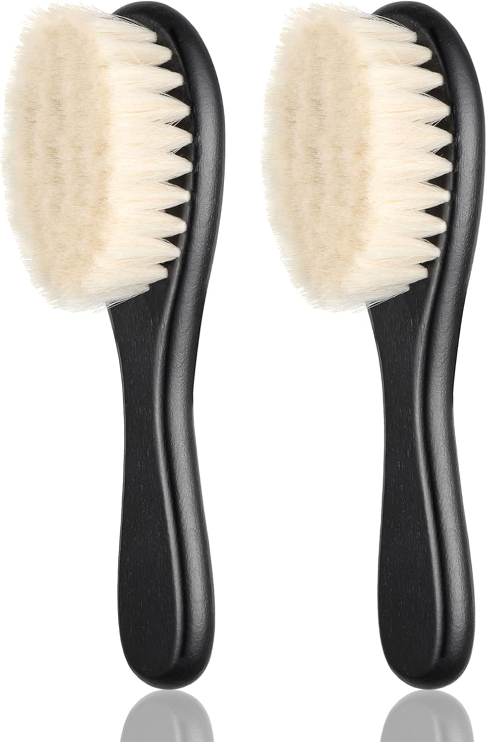 Shappy 2 Pieces Barber Fade Brush Men Beard Brush Neck Duster Cleaning Grooming Tool Soft Beard with Wooden Handle for Barber Hair Cutting Kits(Black)