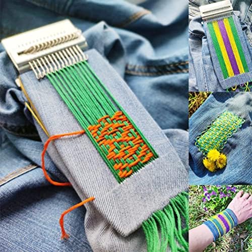 Small Weaving Loom, 14/12 Hooks Wooden Darning Loom Speedweve Type Weave Tool, Mini Knitting Machine for DIY Weaving Arts, Repair Clothes, Beginners Mending Socks (14 Hooks)