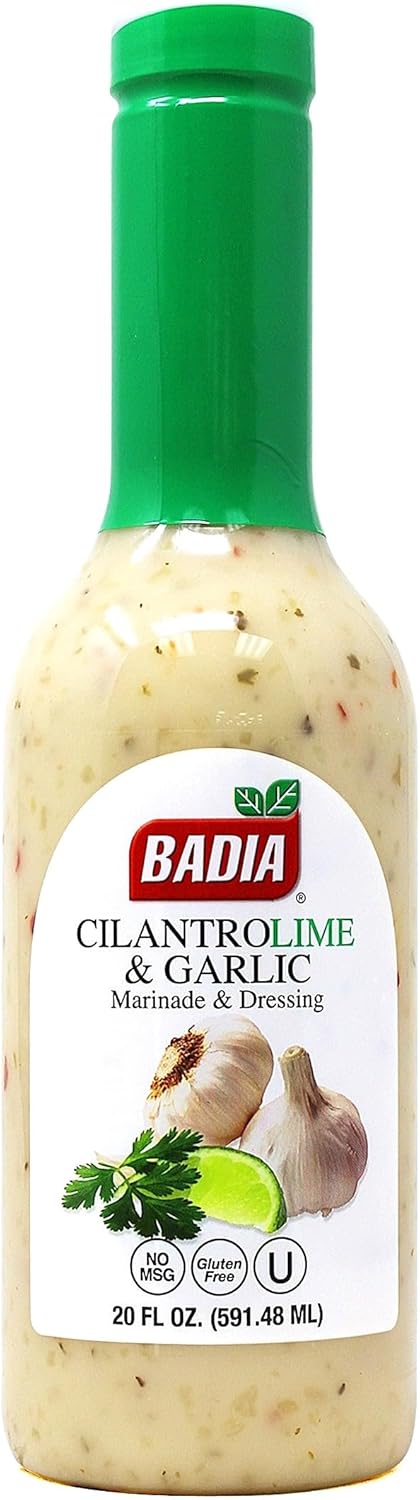 Badia Cilantro Lime & Garlic Marinade and Dressing 20 fl oz – Fresh Cilantro, Zesty Lime & Robust Garlic, Gluten Free