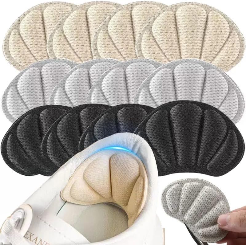 6pcs Insoles Heel Pads for Sport Shoes Protector Adjustable Cut Size Back Sticker Antiwear Feet Soft Pad Anti-wear Cushions, Grey