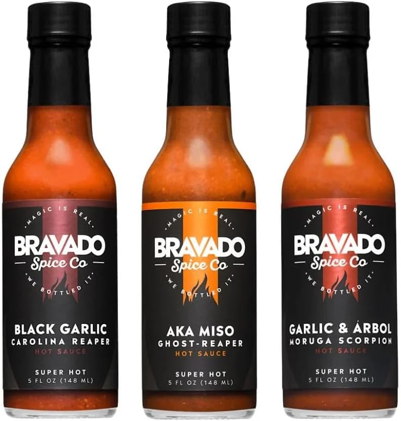 Super Hot Bundle By Bravado Spice Gluten Free, Vegan, Low Carb, Paleo Hot Sauce All Natural 5 oz Hot Sauce Bottle Award Winning Gourmet Hot Sauce……