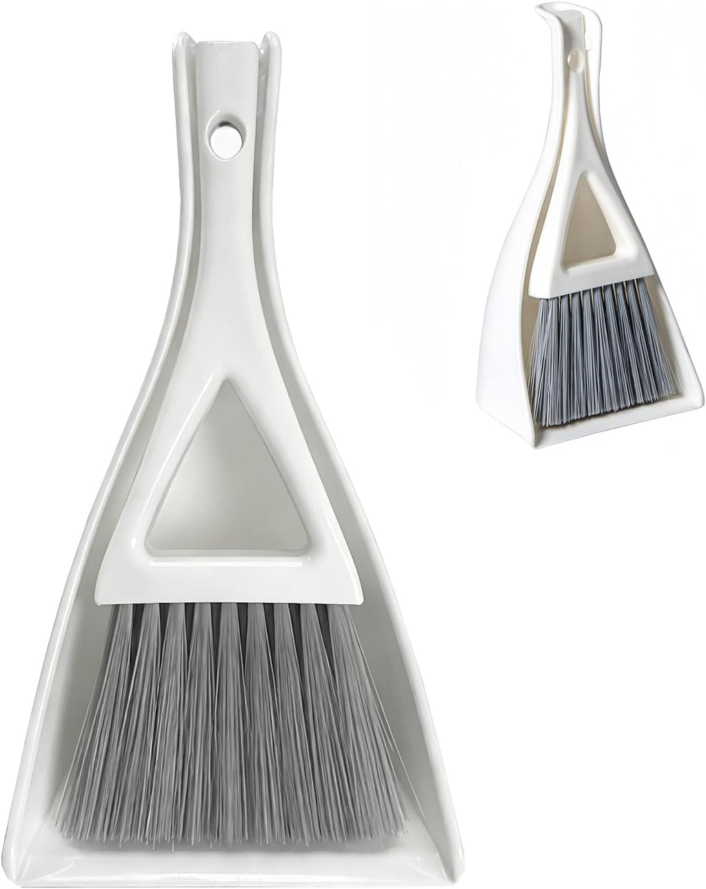 Dust Pan Broom Brush Dustpan -Mini Broom and Dustpan Combo Set, Handheld Sweeper Cleaning for Tables, Keyboards, Guinea Pig Cage, and Cat Litter, etc. (White)