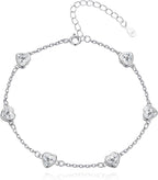 925 Sterling Silver Birthstone Bracelet 12 Color Options Diamond Heart Bracelet Jewelry Gift for Women