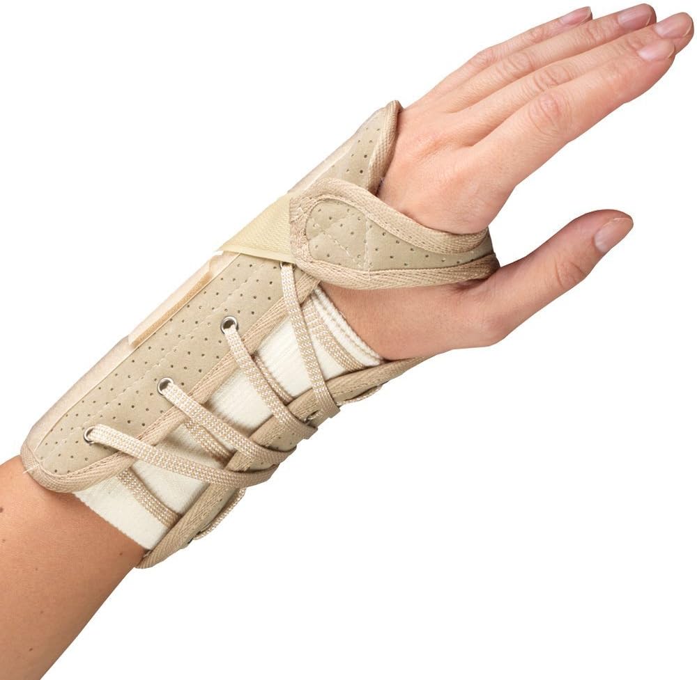 OTC Wrist Brace, Soft-Fit Lace Closure Hand Wrist Splint, Postoperative Care, Medium (Left Hand)