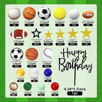 37 PCS Sports Cake Toppers Sports Cake Decoration with Soccer Football Baseball Basketball Tennis Golf for Ball Theme Birthday Supplies