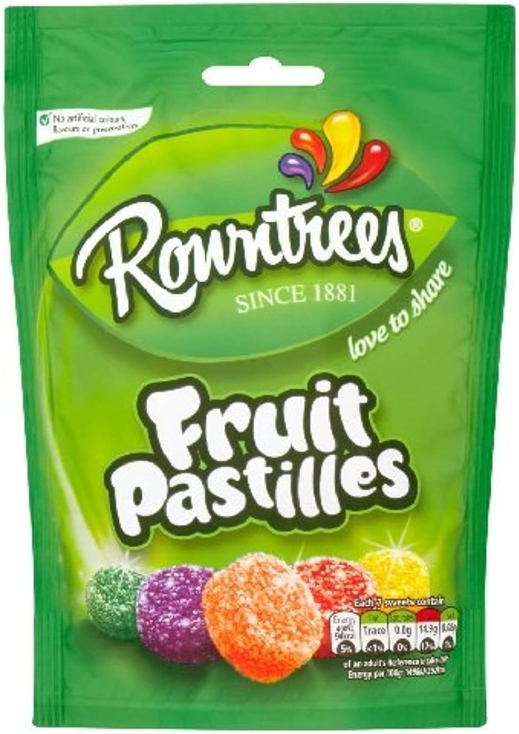 Rowntree's Vegan Friendly Fruit Pastilles Sharing Pouch 143g (Pack of 3)