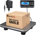 SurmountWay Shipping Scale 660lbs LCD Digital Platform Heavy Duty Portable Stainless Platform for Postal Shipping Scale Industrial Floor Scale W/ 14"X 12"