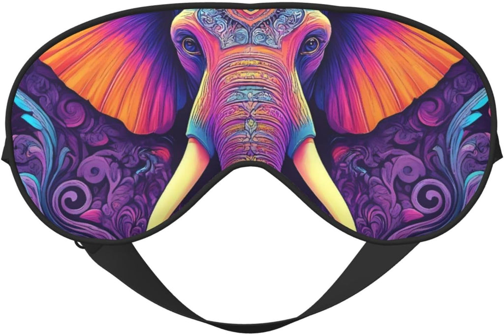 Elephant in Tribal Style Print Double Side Sleep Eye Mask, Adjustable Night Eye Cover for Women Men