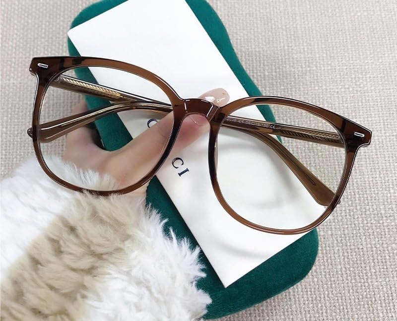 Oversized Reading Glasses Fatigue Relieve Computer Readers Blue Light Blocking Flat Light Mirror Presbyopic Glasses (Color : Tea, Size : +0.00)