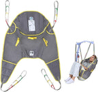 Patient Lift Divided Leg Sling with Head Support, Full Body Mesh Transfer Sling, 500 lb Safe Working Load, Compatible with Most Patient Lift Systems