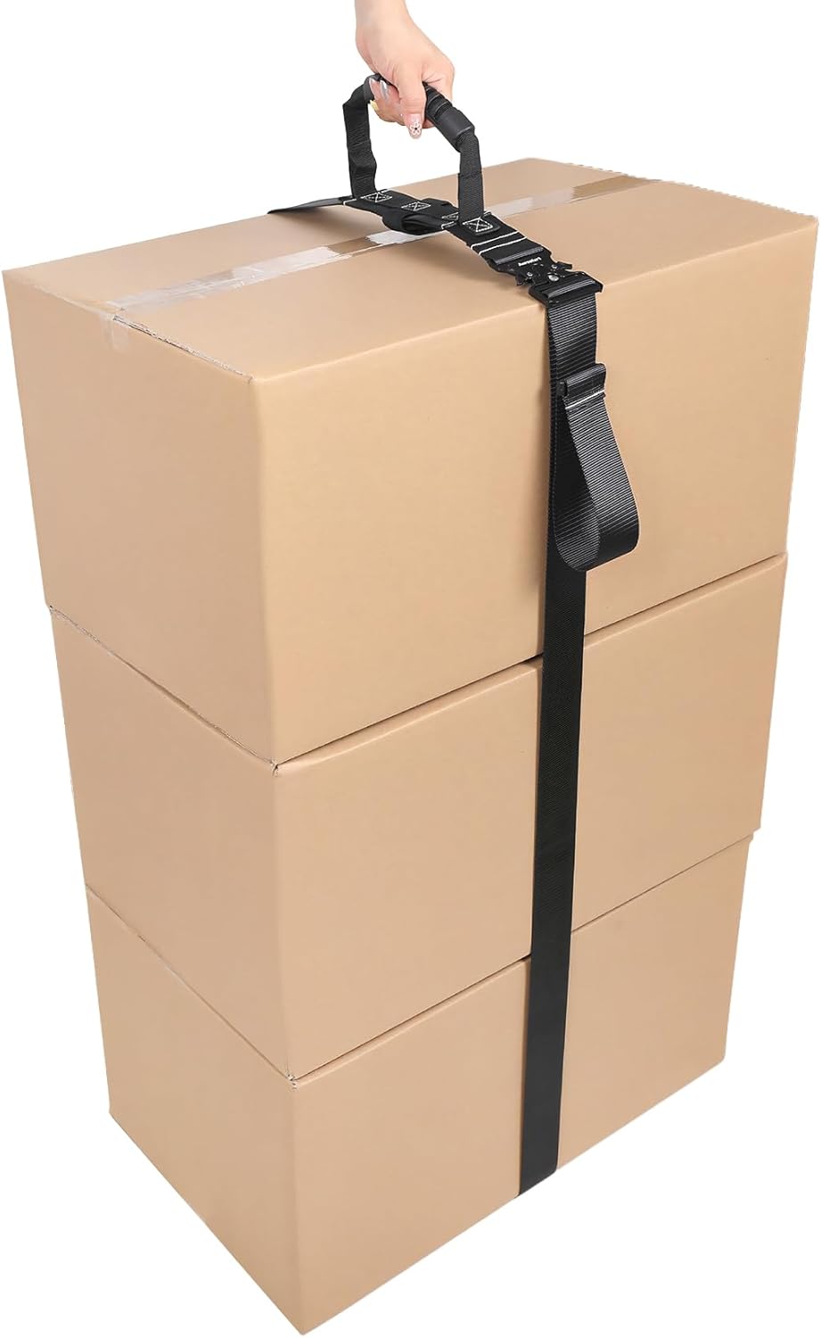 Box Carry Strap with Handle 9.8 Feet Adjustable Straps for Battery Box Handheld Belt Carrying Straps for Safely Moving and Lifting Heavy Boxes(9.8'-Metal Buckle)