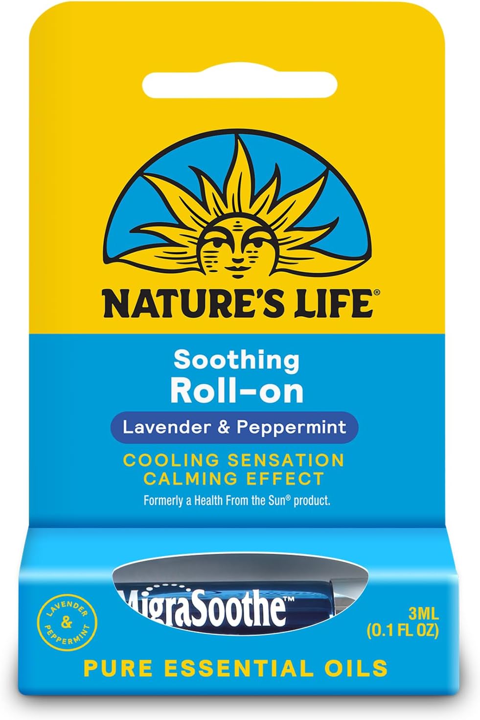 Health From The Sun Nature's Life MigraSoothe | Cool & Refreshing Effect| Essential Oil Roll-On Stick Featuring a Blend of Peppermint & Lavender Oils (3 ml)…