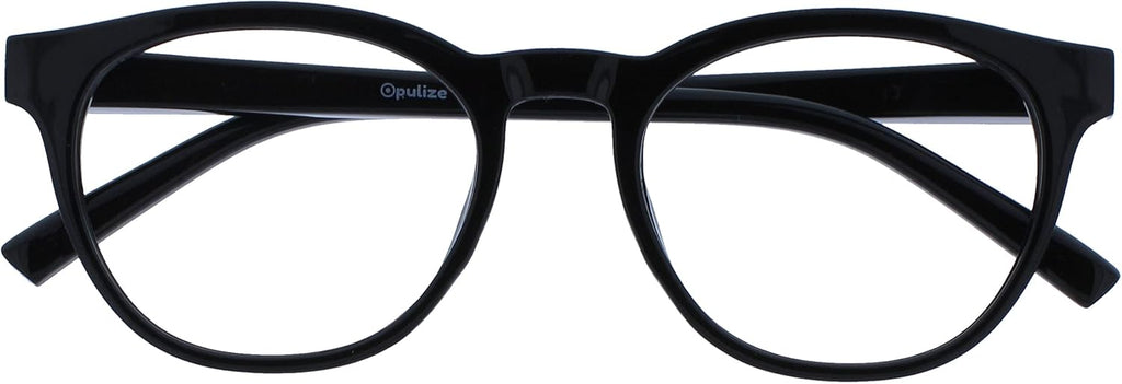 OPULIZE BLU Blue Light Blocking Glasses for Women Men, Cool Round Frame with UV and Eyestrain Protection, Anti-Glare Computer and Gaming Eyewear, Black (Pack of 1)