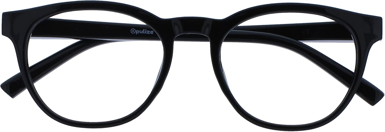 OPULIZE BLU Blue Light Blocking Glasses for Women Men, Cool Round Frame with UV and Eyestrain Protection, Anti-Glare Computer and Gaming Eyewear, Black (Pack of 1)