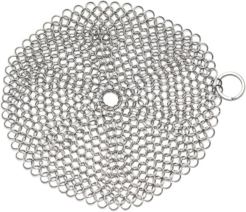 VALINK Cast Iron Skillet Cleaner, Stainless Steel Cast Iron Cleaner Scrubber for All Types of Skillet Griddles Cast Iron Pans Grills Dutch Ovens