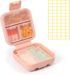 Daily Pill Organizer 5 Compartments Portable Moisture Proof Small Pill Case for Pocket Purse Travel Pill Box Portable Medicine Vitamin Fish Oil Holder Container (Pink)