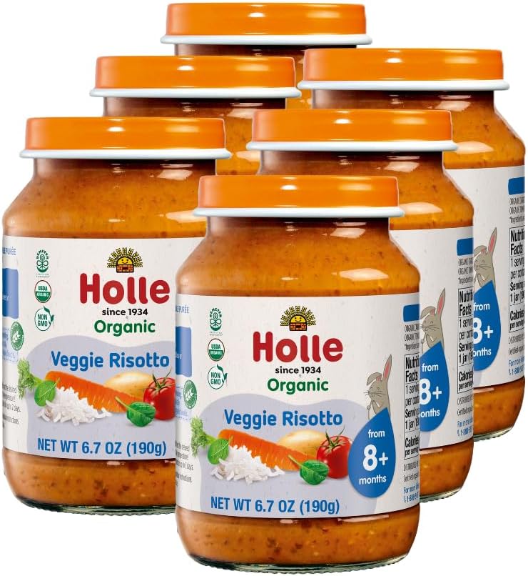 Holle Organic Veggie Risotto Flavored Puree Baby Food, Non GMO, Vegan, 6.7 Ounces (Pack Of 6)