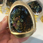 KatLin Natural Rainbow Bismuth Ore Egg Quartz Crystal geode Mineral Specimen 1pc Ornaments