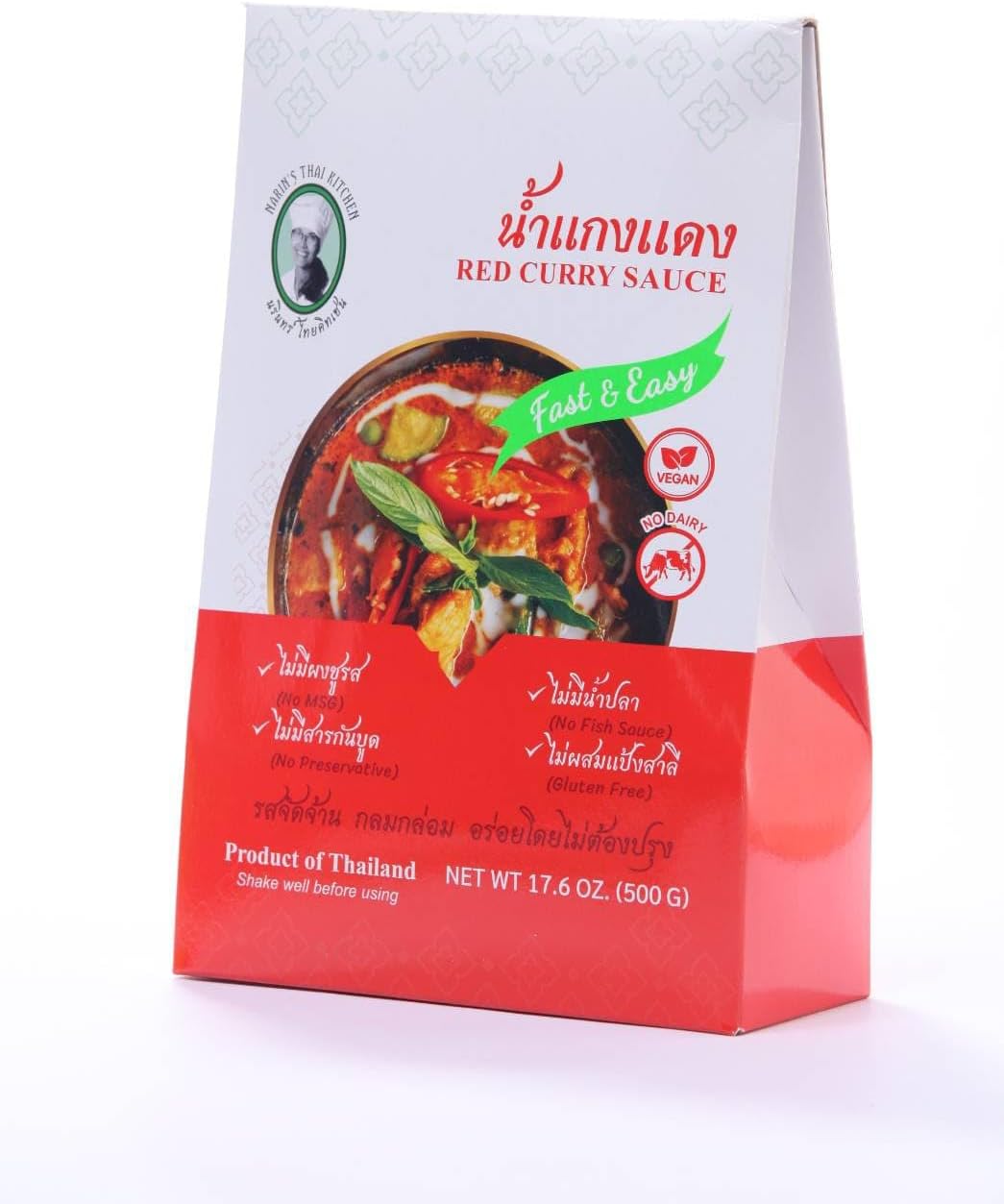 Narin's Thai Kitchen Red Curry Sauce – Authentic Thai Red Curry Base with Coconut Milk & Spices – Medium Heat – Ready to Cook
