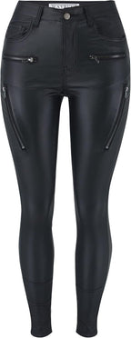 Womens High Waisted Stretch Faux Leather Pants PU Coated Legging Juniors