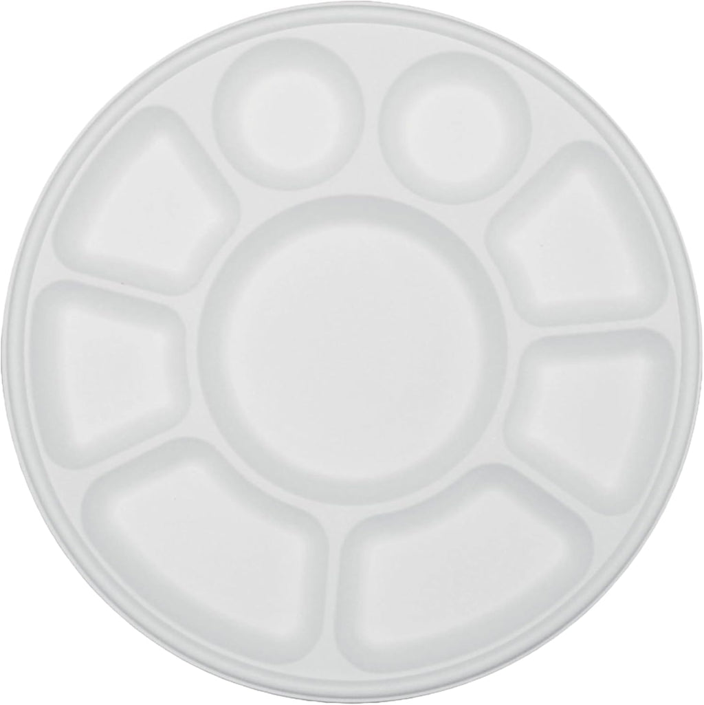 Biodegradable 9 Compartment Thali Plates – 200 Pack Eco-Friendly Disposable Dinner Plates for Parties, Events, Weddings & Catering