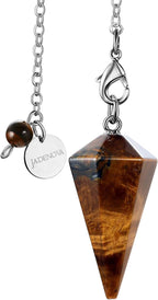 JADENOVA Pendulum Crystal Necklace Natural Yellow Tiger Eye Crystal Pendulums for Divination Dowsing Quartz Chakra Reiki Healing Jewelry for Women Men