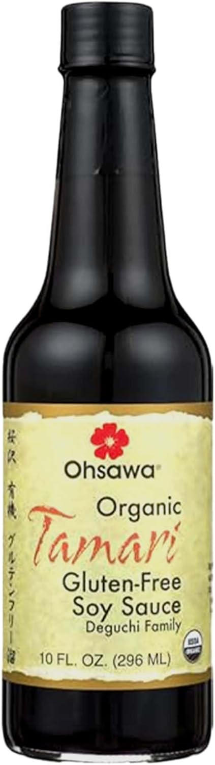 Ohsawa Organic Tamari, Traditionally Brewed in Cedar Kegs for Extra Flavor - Japanese Soy Sauce, Low - Sodium, Gluten-Free, Vegan, Kosher - 10 oz