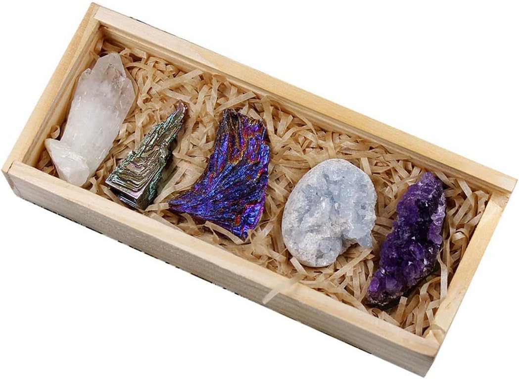 Crystal Stone 5pcs/Set Natural Crystal Cluster Point Minerals Amethyst Cluster for Home Decoration Presents