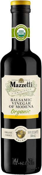 Mazzetti Organic Balsamic Vinegar of Modena PGI, 16.9 Fl Oz, Versatile, Light & Zesty, Perfect for Salad Dressings, Vinaigrettes & Marinades, Crafted in Italy