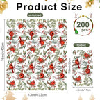 Christmas Napkins, 200 PCS Christmas Napkins Paper Disposable, Red Cardinal Bird with Holly Berries Decorative Greenery Dinner Guest Hand Towel for Bathroom for Xmas Holiday Party Supplies Table Decor