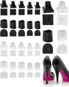 Heel Protectors for High Heel Shoes, 12 Pairs Heel Covers Heel stoppers for Grass, Noise Reducing Non-Slip Stiletto Heel Caps(4 Sizes, White, Black)