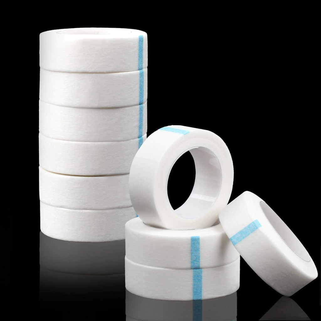 fenshine 10 Rolls Micropore Medical Tape for Eyelash Extension, Adhesive Fabric Tape For for Eyelash Extension Supply 0.5 inch x 10 Yards (10Rolls withe)
