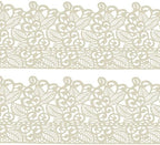 Funshowcase Large Pre-Made Ready to Use Edible Cake Lace Leaf Scroll Ivory White 14-inch 10-piece Set