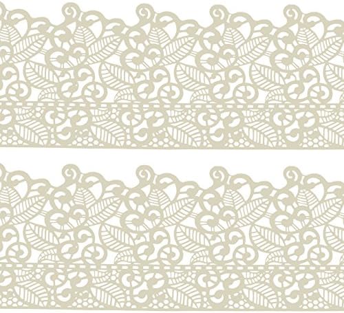 Funshowcase Large Pre-Made Ready to Use Edible Cake Lace Leaf Scroll Ivory White 14-inch 10-piece Set