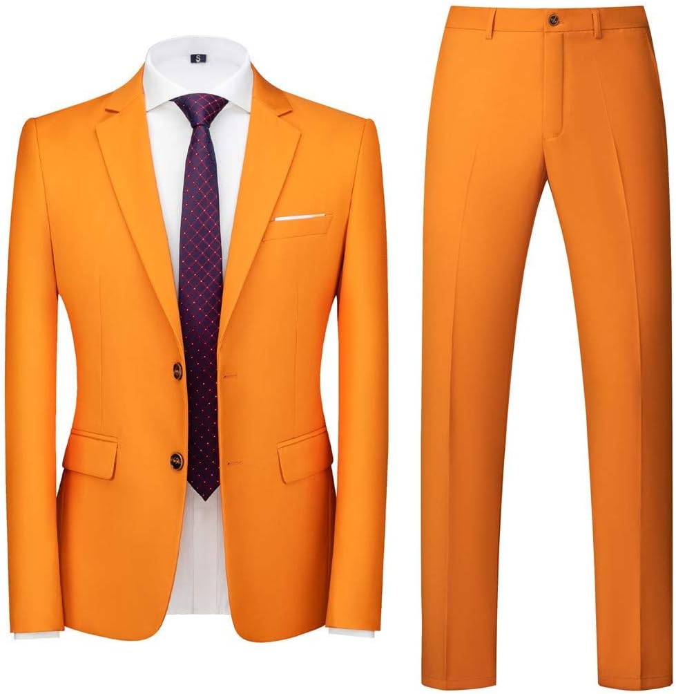 MOGU Mens Slim Fit Suit 2 Piece Tuxedo for Prom Business Wedding Dance (Suit Jacket + Pants)
