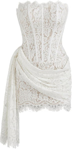 CIDER Lace Corset Dress Strapless Tie Back Mini Bodycon Cocktail Party Dress