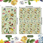 40 Pcs Floral Bird Paper Napkins, Vintage Bird Flower Guest Paper Napkins Disposable, Flower Dinner Hand Napkin for Wedding, Birthday, Bridal Showers, Baby Showers, Kitchen & Bathroom, 4.5x8 Inch