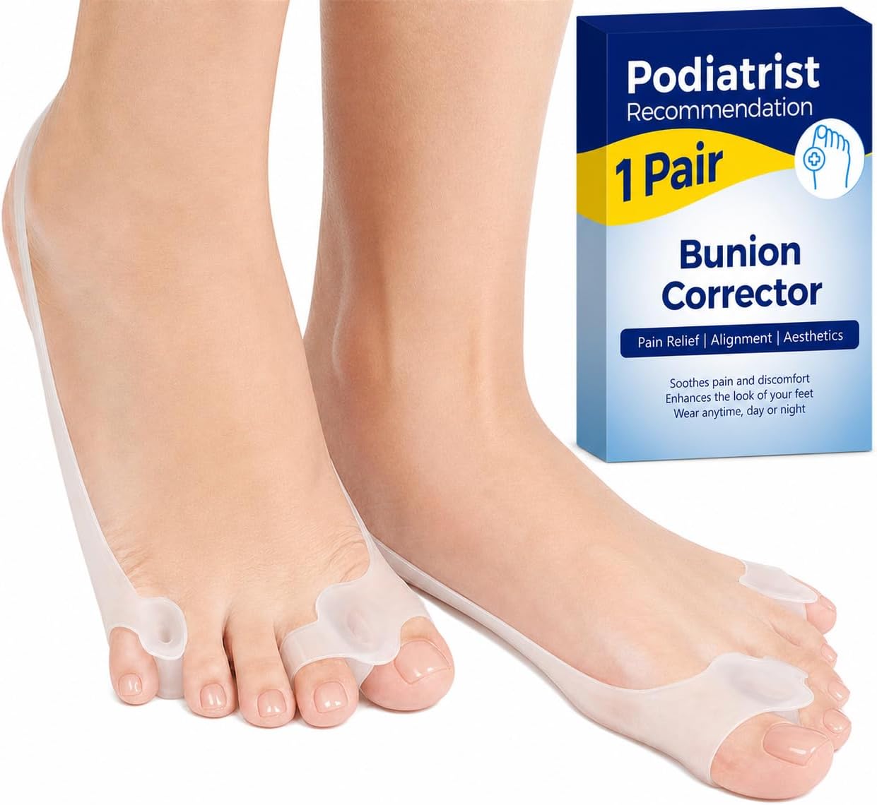 Bunion Corrector for Women and Men - Podiatrist Recommended, Toe Straightener for the Thumb and Little Toe, Foot Alignment and Pain Relief(1 Pair)