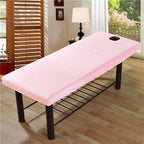 Massage Table Sheet, 27.56x74.8 Massage Bed Cover with Face Hole,Elastic All-Round Wrap Massage Bed Cover Washable Reusable Massage Table Blanket (Pink)