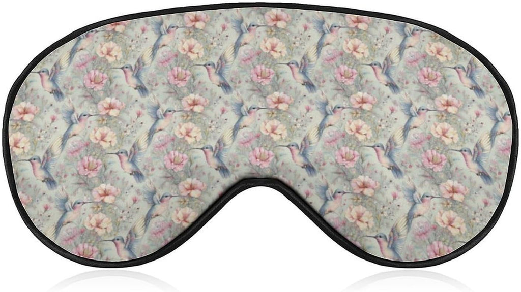 Hummingbird Floral Eye Mask Soft Comfortable Sleep Mask with Adjustable Strap for Travel Relaxation Lightweight Design 8.1 X 4.1 in