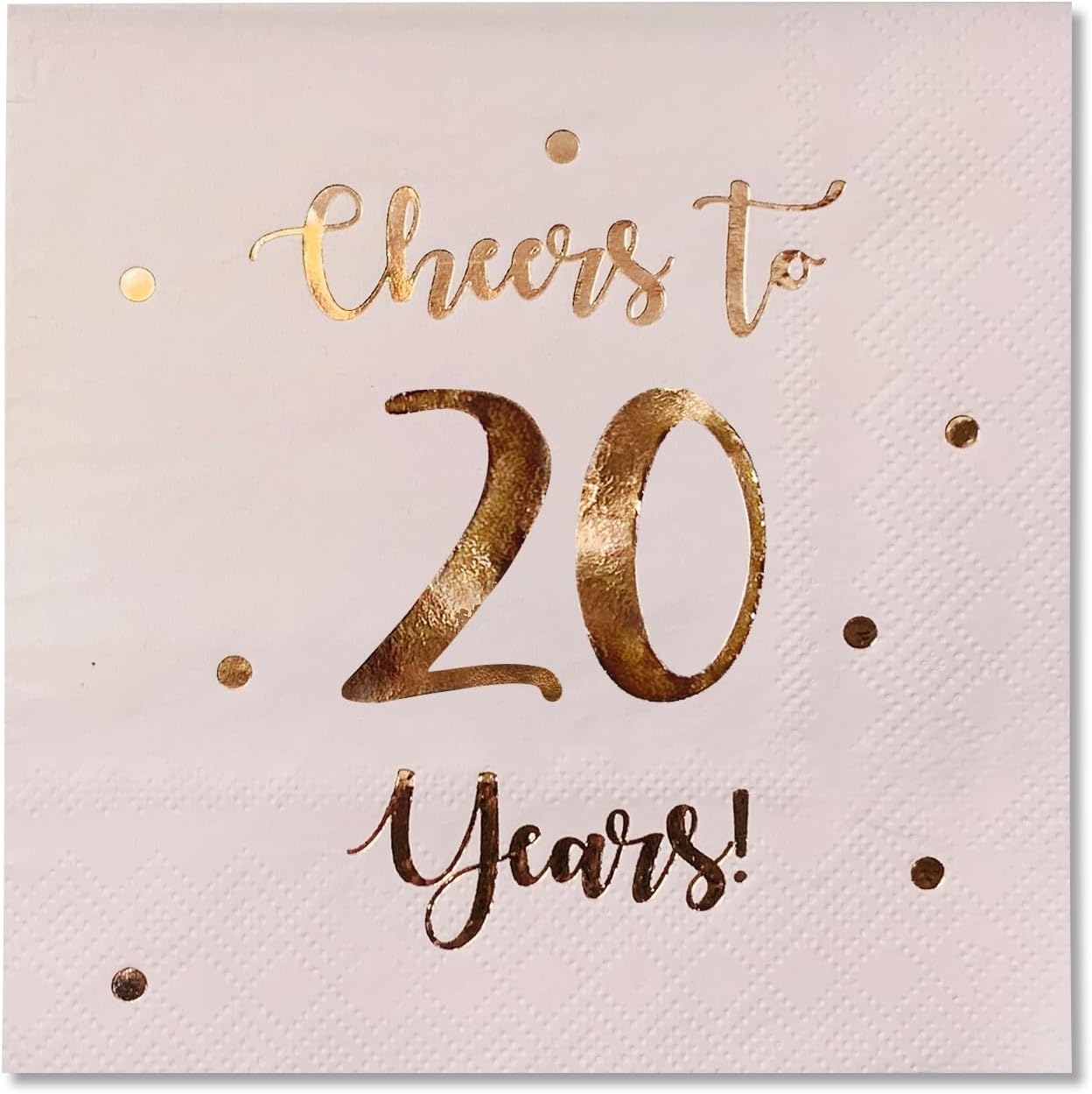 Cheers to 20 Years Cocktail Napkins | Happy 20th Birthday Decorations for Men and Women and Wedding Anniversary Party Decorations | 50-Pack 3-Ply Napkins | 5 x 5 inch folded (Pink)